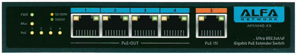 ALFA APS104G EX Gigabit PoE Extender Switch - overview