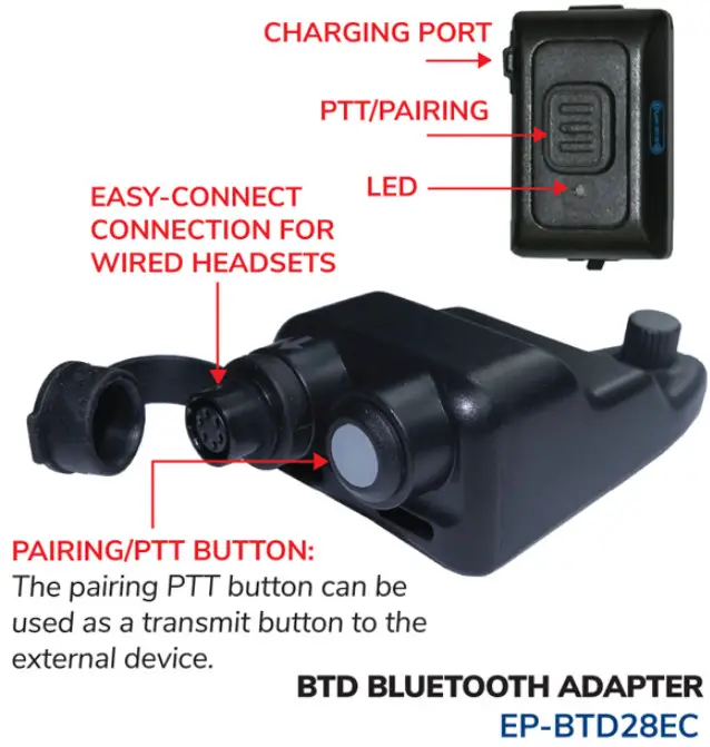 EARPHONE CONNECTION EP BTD 34EC S PTT Air Pro Wireless Harris Bluetooth Adaptor and Remote PTT Combo Kit for Wireless Earbuds - REMOTEPII SWITCH