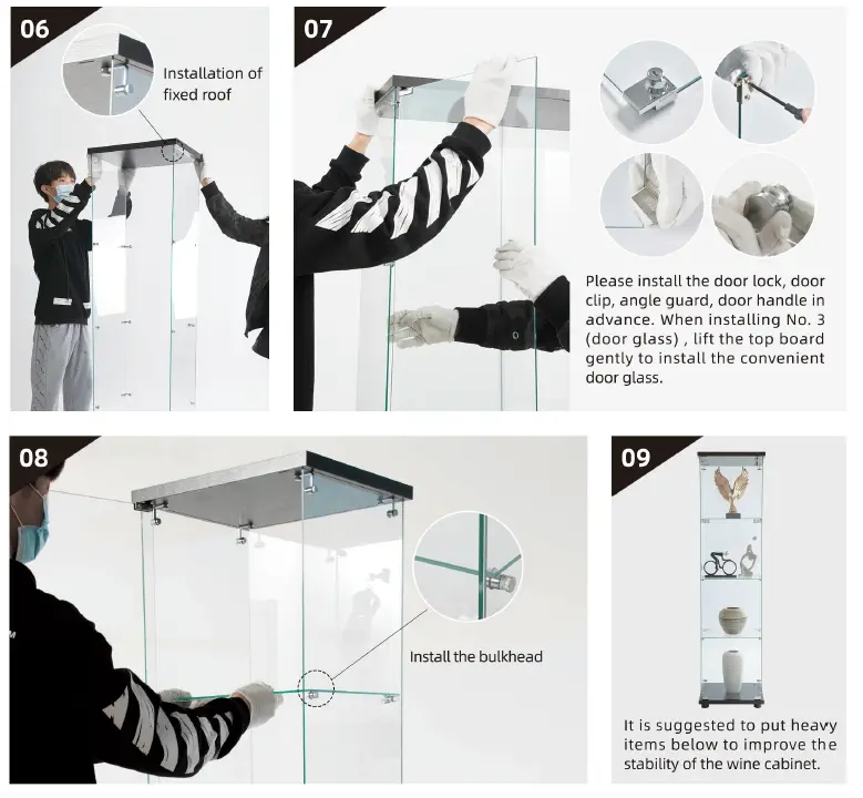 THE HOME DEPOT FLY-YDW6-002 31.69 in. Wide Glass Display Clear 4 Shelves Modern Bookcase FIG (4)