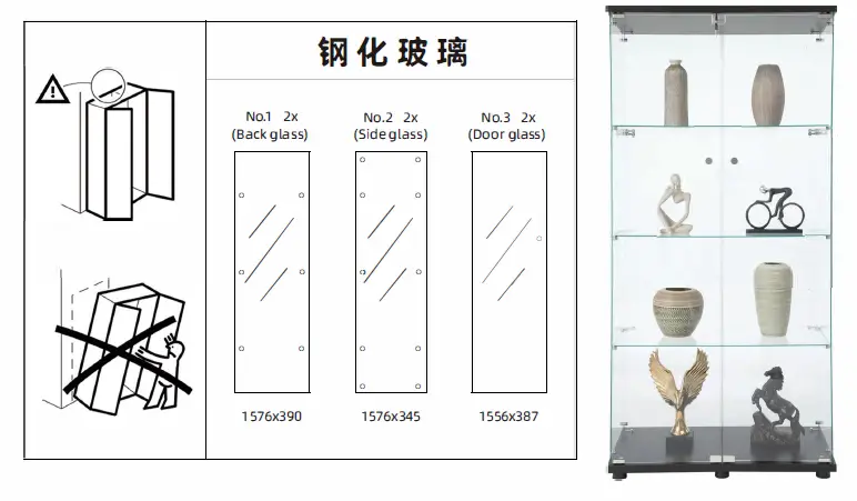 THE HOME DEPOT FLY-YDW6-002 31.69 in. Wide Glass Display Clear 4 Shelves Modern Bookcase FIG (5)