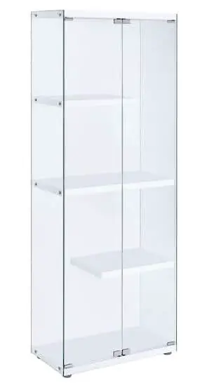THE HOME DEPOT FLY-YDW6-002 31.69 in. Wide Glass Display Clear 4 Shelves Modern Bookcase PRODUCT-IMG