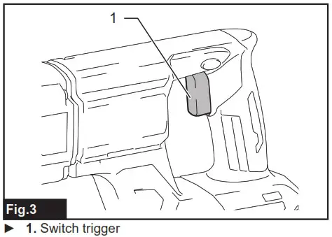 makita GRH07 Cordless Combination Hammer Combined Rotary Hammer Wireless - Switch action