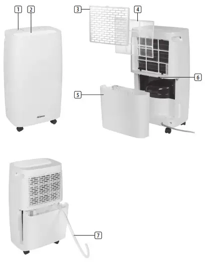 TRISTAR DH-5419 Dehumidifier 45 m² 205 W 0.416 l hour White - 1