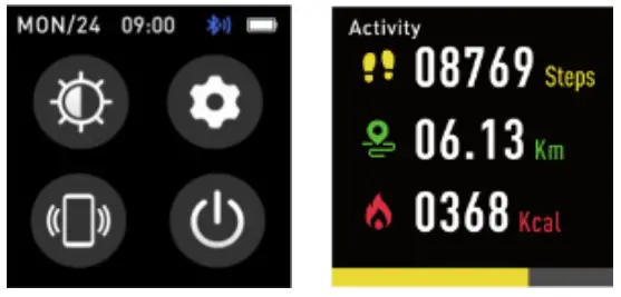 SW-164 Smartwatch Menu navigation