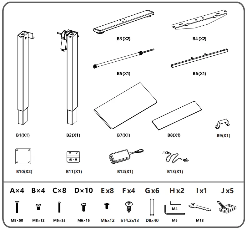 LACOO T-HAD12222-ZJZ White Wood Electric Standing Desk - fig
