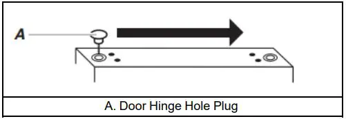 Whirlpool W11507956A 20.5 Cu. Ft. Top Freezer Refrigerator Owner's Manual - Remove door hinge hole plug from freezer door