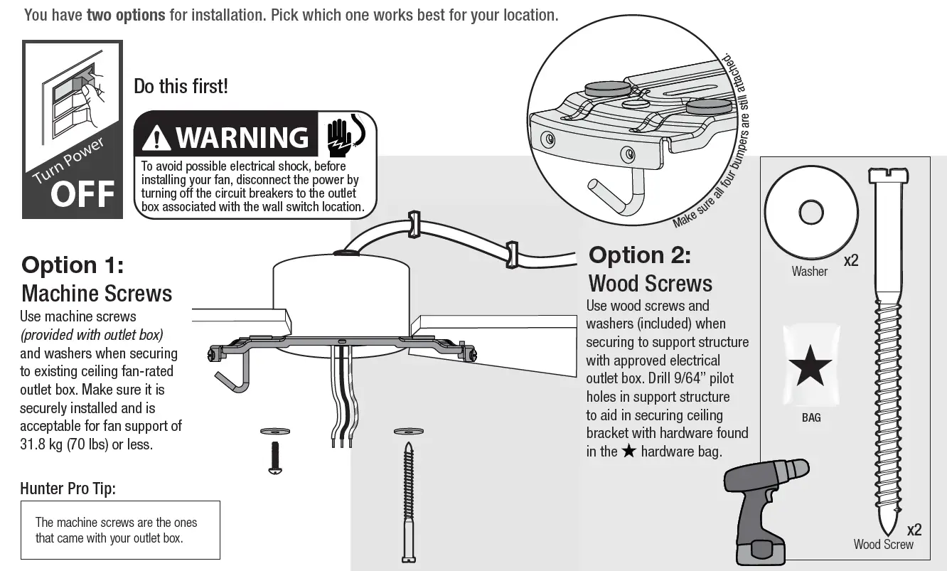 Hunter Alexander 44 Inch Indoor Flush Mount Ceiling Fan 4