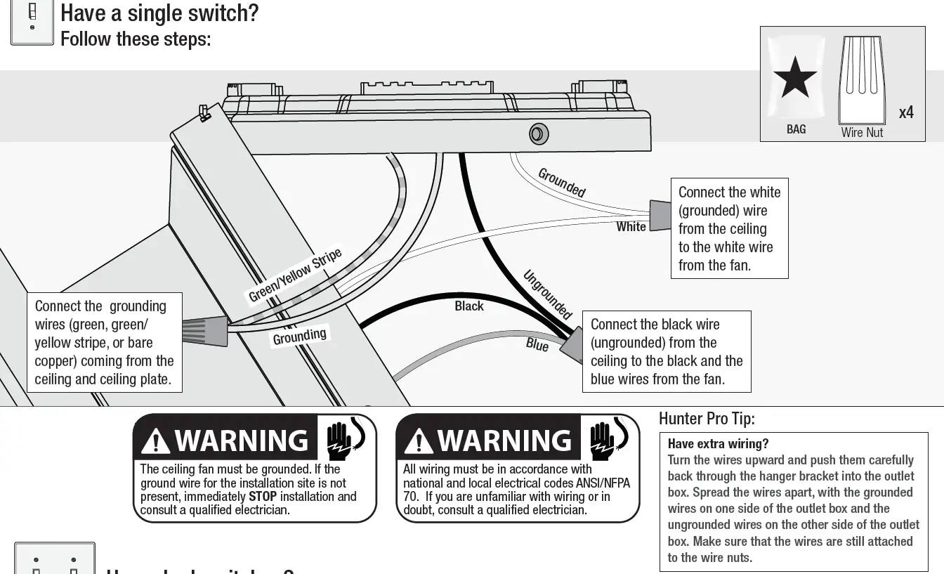 Hunter Alexander 44 Inch Indoor Flush Mount Ceiling Fan 6