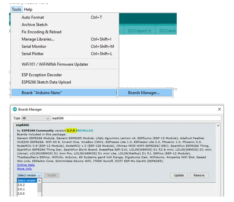 Arduino IDE set-up for DCC controller
