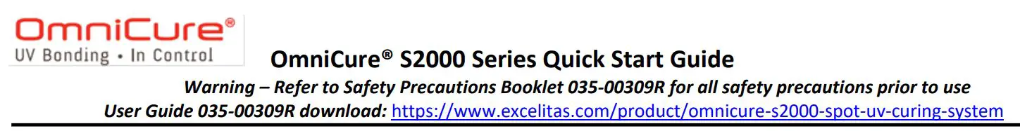 OmniCure S2000 Series Spot UV Curing System User Guide