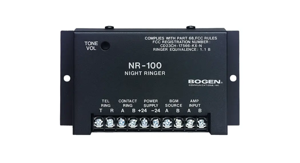 Bogen Nr100 Night Ringer Instruction Manual Bogen Nr100 Night Ringer Instruction Manual