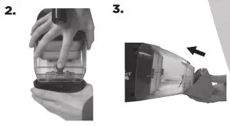 Bissell 33A1W Series Powerlifter Pet Corded Hand Vacuum - Cleaning with flexible rubber contour nozzle