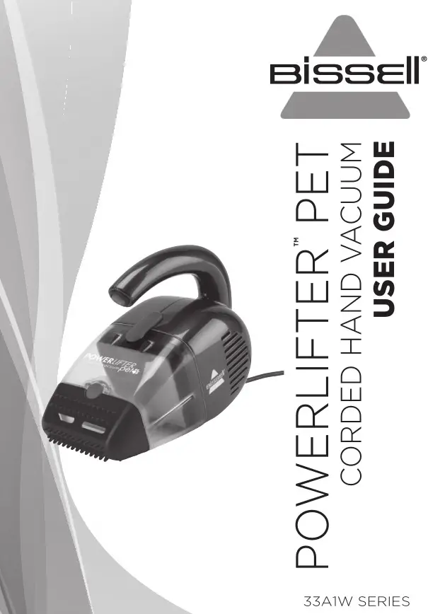 Bissell 33A1W Series Powerlifter Pet Corded Hand Vacuum User Guide