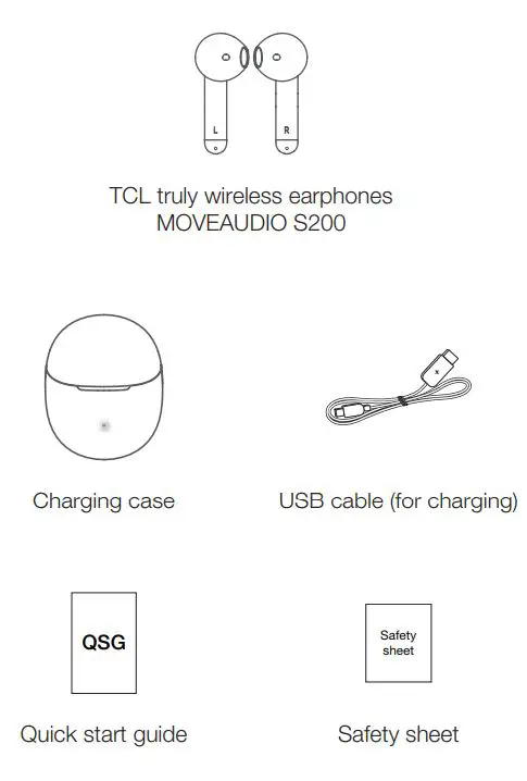 TCL TW20 MoveAudio S200 Wireless Earbuds User Manual - What’s in the box