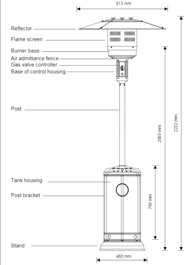 OYPLA 3120 Free Standing 12W Outdoor Gas Patio Heater - STEP 8