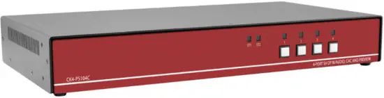 Sekuryx CK4-PS104C Secure 4 Port Single Head DP KVM Switch with CAC Port Preview Screen and 4K Ultra-HD Support