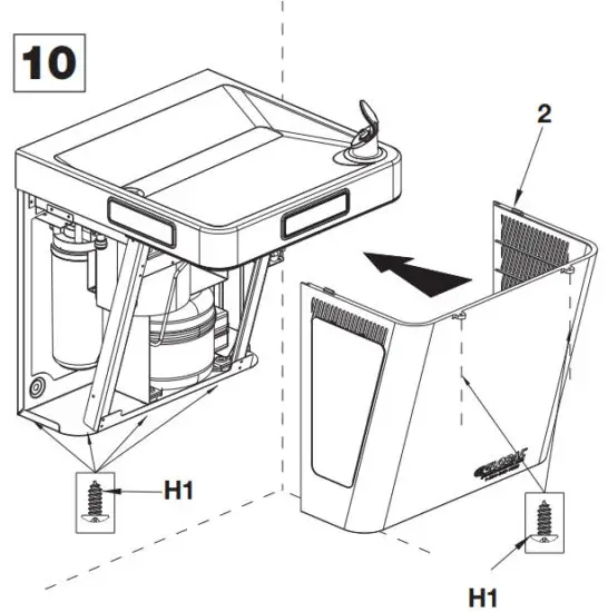 GLOBAL INDUSTRIAL 761217 Wall Mounted Filtered Water Cooler - Reattach lower cover