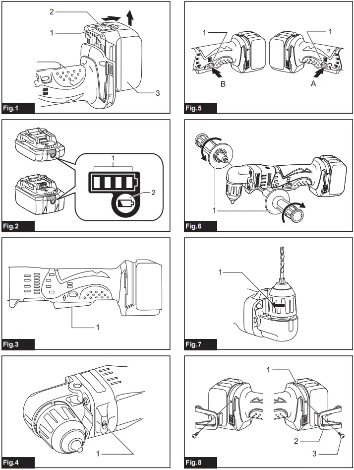 makita DDA341 Cordless Angle Drill - Fig