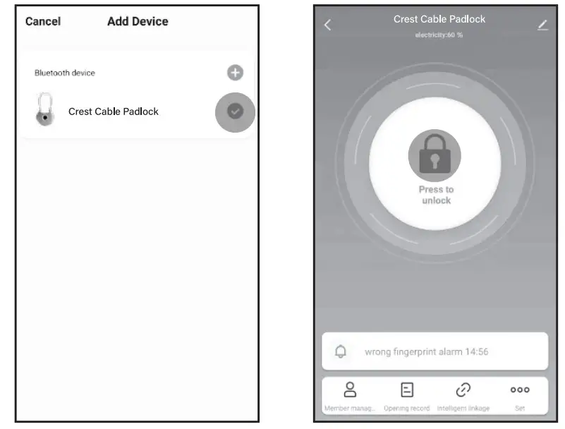 crest SHFCP Fingerprint Cable Padlock - Figure 5