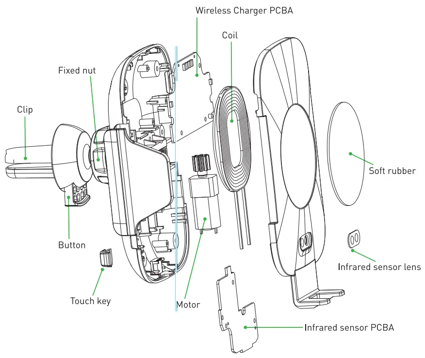 TELLUR TLL151201 Fast Wireless Car Charger and Motorized Mount - fig
