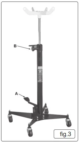 SEALEY 300TRQ 1000kg VERTICAL TRANSMISSION JACK WITH QUICK LIFT - OPERATION