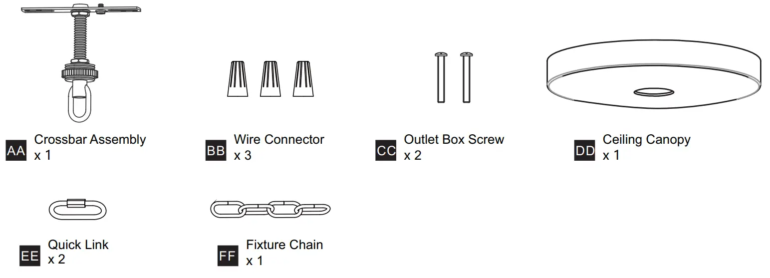 QUOIZEL KEL5025NWS Weathered Brass Chandelier Ceiling Light - MOUNTING HARDWARE
