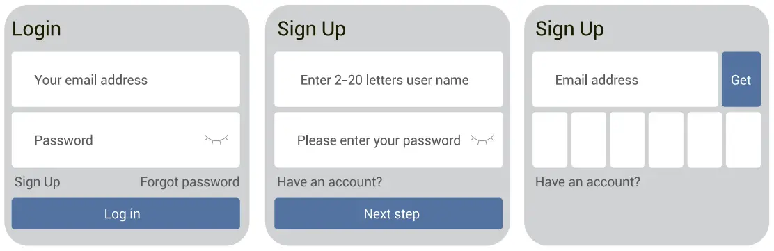 Log In / Sign Up Interface