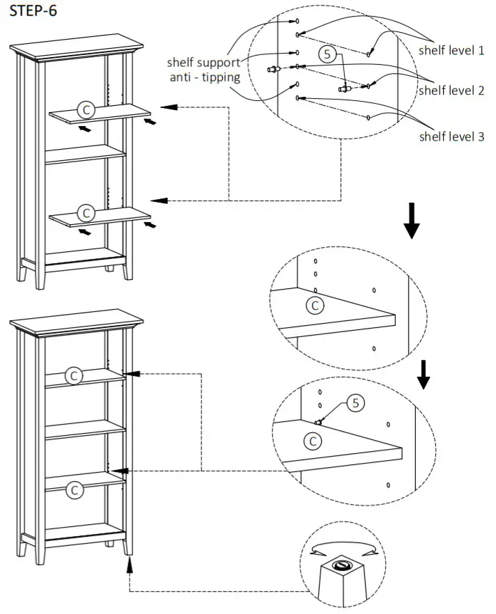 Cypress Hills AXCRGREY04 Greystone 4 Shelf Bookcase - Step6