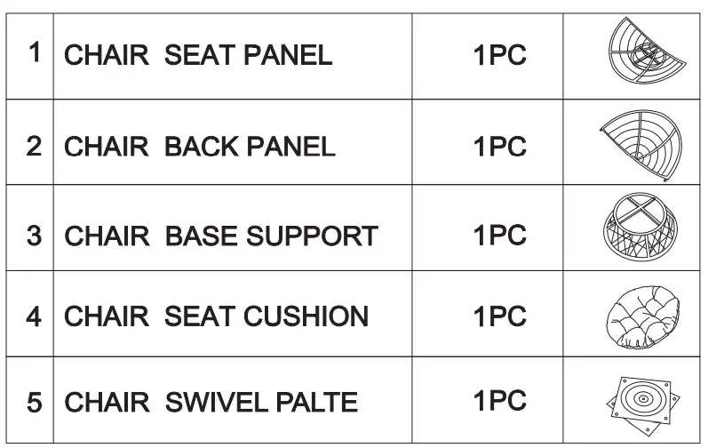 SHANGRI-LA SLSWCHAIRGA Swivel Wicker - PART LIST