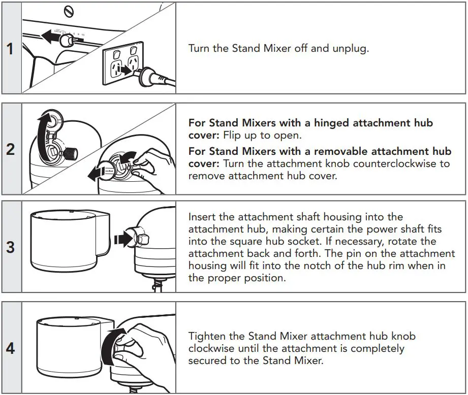 KitchenAid 5KSMSFTAA Sifter and Scale Mixer Attachment User Guide - ATTACHING THE SIFTER HOUSING TO THE STAND MIXER