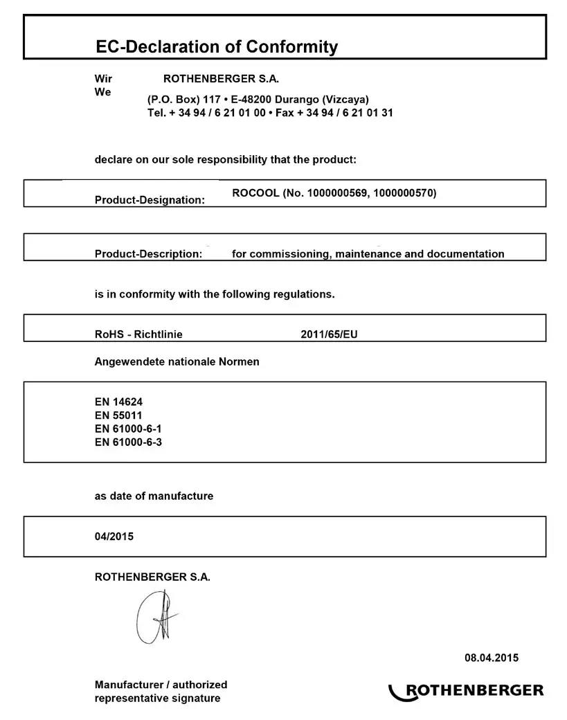 ROTHENBERGER ROCOOL 600 Digital Manifold and Rocase - ec