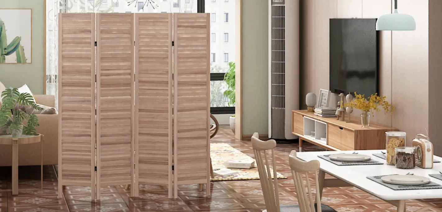 Jaxsunny Hg61y0904 Light Burning 4 Panel Room Divider Louver Partition Screen User Manual