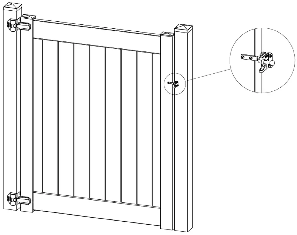 Barrettee B087QRTVXC Outdoor Living 73030537 T 42 Inch Vinyl Rail Gate Kit fig