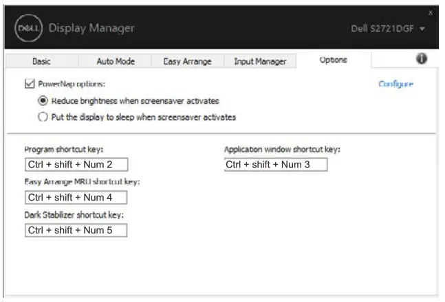 DELL S2721DGFA 27 Inch 4K LED Gaming Monitor- Dark Stabilizer shortcut key1