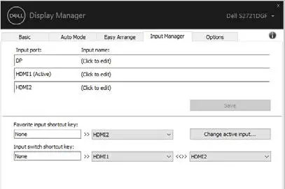DELL S2721DGFA 27 Inch 4K LED Gaming Monitor- Input Manager