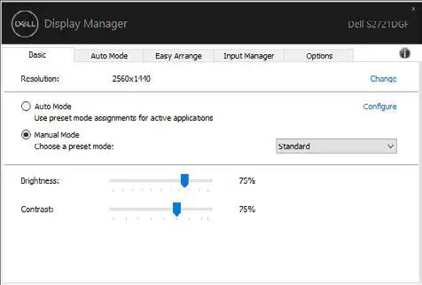 DELL S2721DGFA 27 Inch 4K LED Gaming Monitor- Manual Mode
