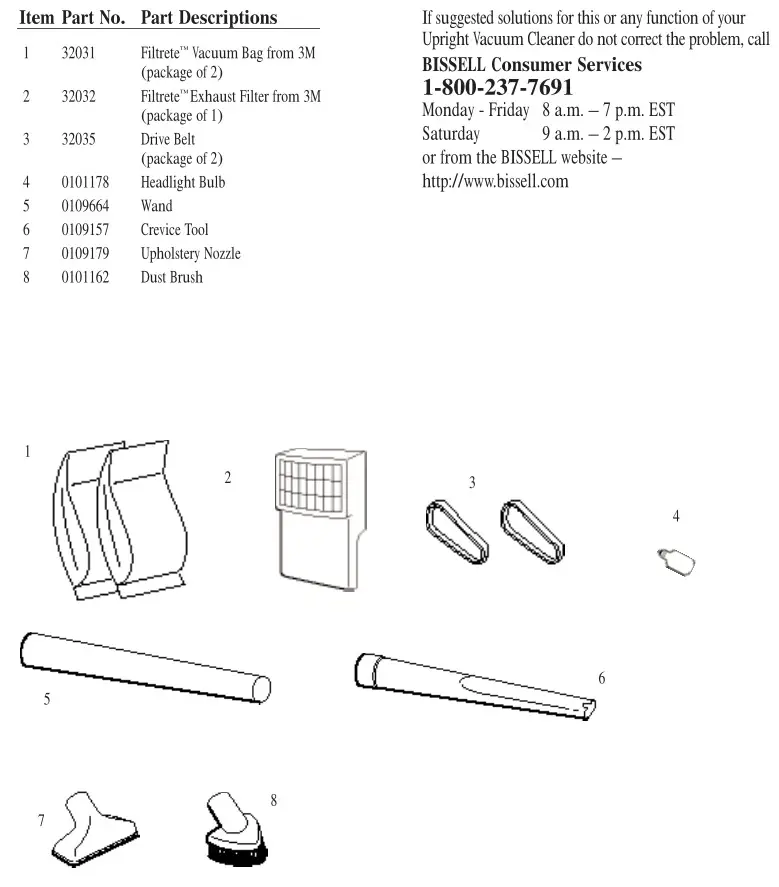 Bissell Model 3554 Lift-Off Upright Vacuum - Replacement part