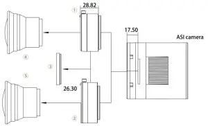 ZWO ASI2600MC Pro USB 3.0 Cooled Color Astronomy Camera - Diagram