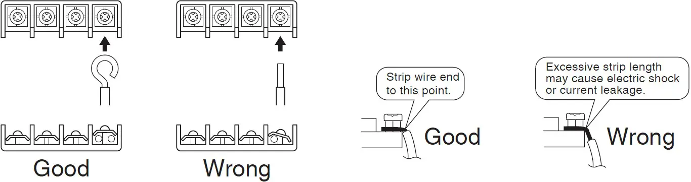 Stripping wire at terminal block 01