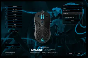 NEWSKILL Arakne Elite Professional Gaming Mouse RGB 16000 DPI Double Sided Design Side Buttons and Top Cover-Polling rate