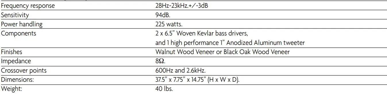 KLH KENDALLOPR KENDALL Floorstanding Speaker - Concord Floorstanding Loudspeaker