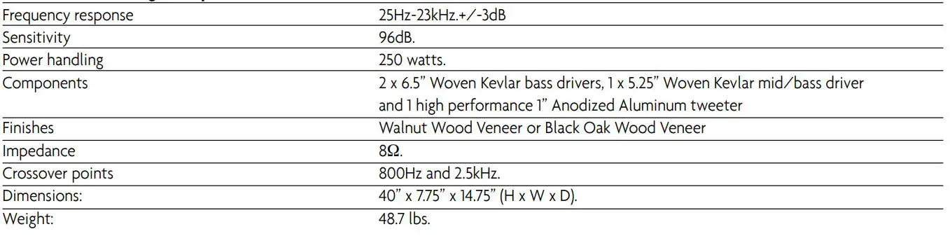 KLH KENDALLOPR KENDALL Floorstanding Speaker - Kendall Floorstanding Loudspeaker