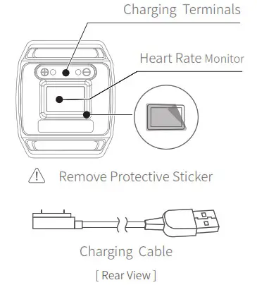 COOSPO HW706 Heart Rate Monitor with Armband - Rear View