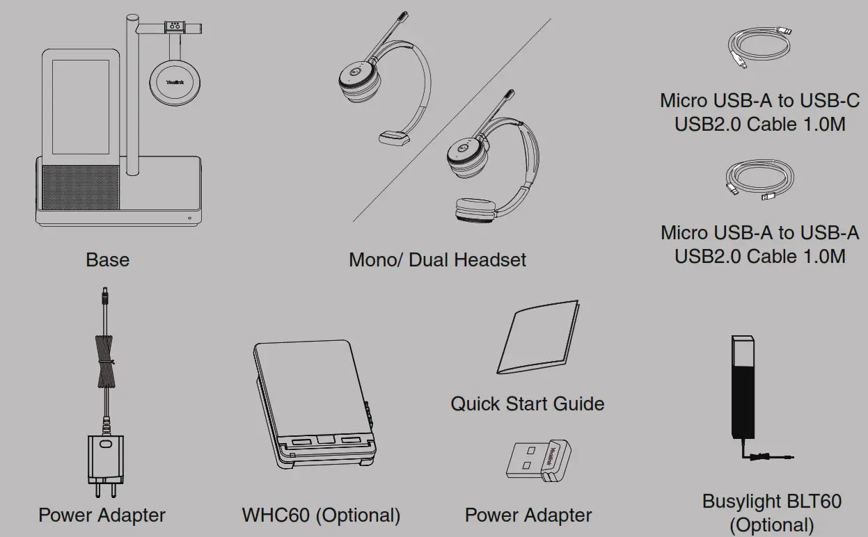 WHB660 DECT Wireless Headset - Package Contents