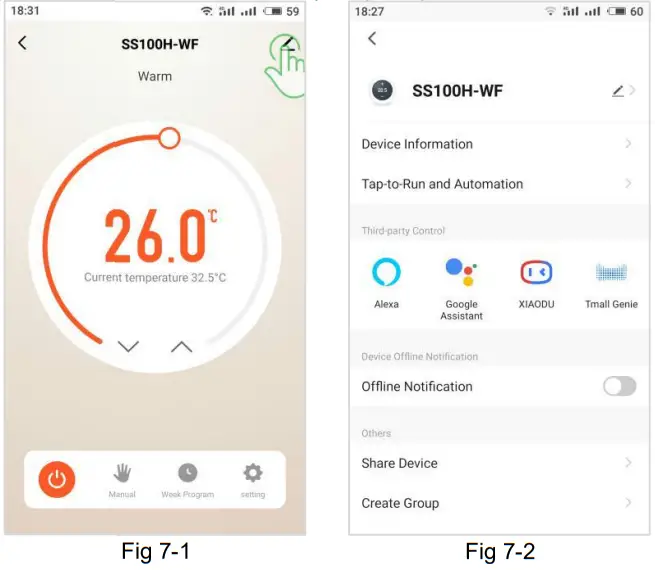 uheat TW02 Touch Screen Room Thermostat - Fig 7-1