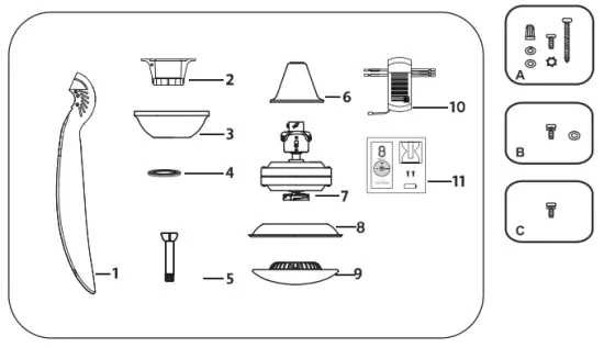 minka Aire F848 CL 65 Inch Light Wave Ceiling Fan - contents