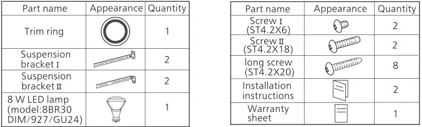 Panasonic Ventilating Fan - SUPPLIED ACCESSORIES