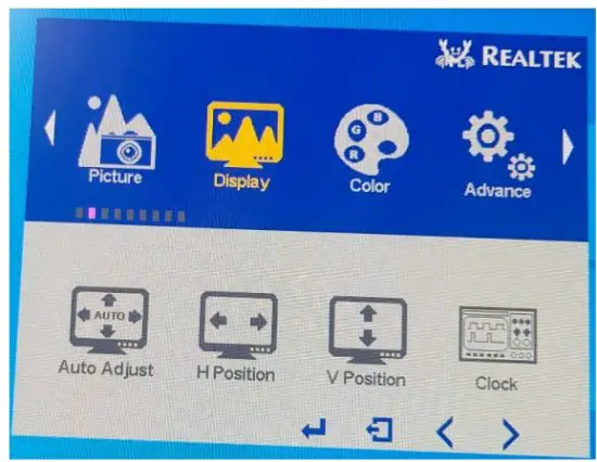 faytech FAT07TMBCAP Capacitive Touch Monitor - Display menu