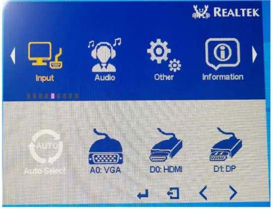 faytech FAT07TMBCAP Capacitive Touch Monitor - Input menu