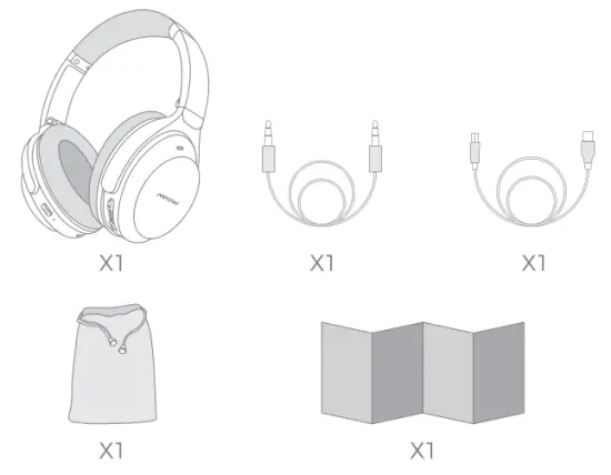 MPOW BH427A H12 IPO ANC Wireless Headphones - package list